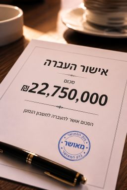 אישור העברה בנקאית של תרומה כמניין הישועה